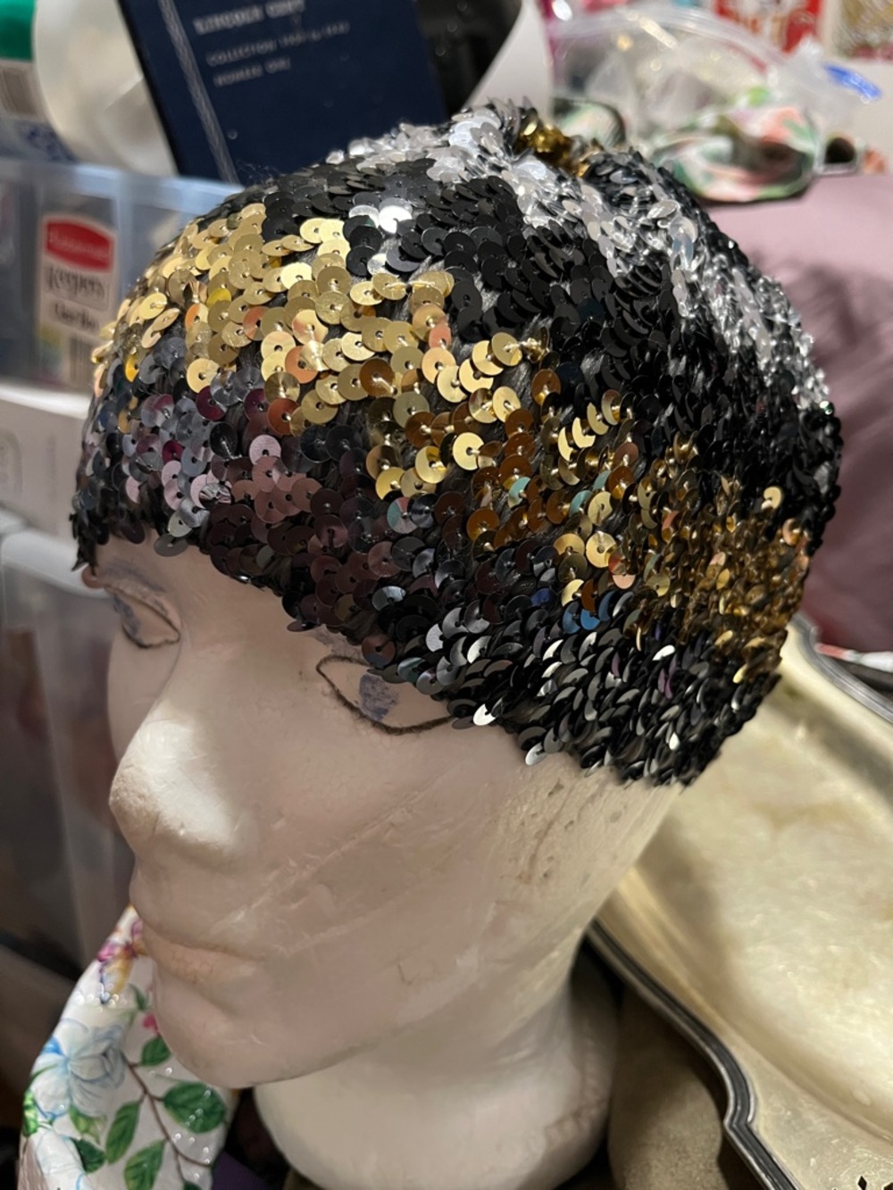 Target Black and Gold Sequin Beanie